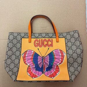 *authentic* Gucci Kids Orange Butterfly GG Supreme Canvas Tote